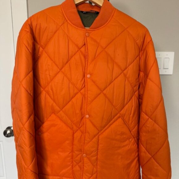 Orange Quilted Bomber Jacket - Picture 1 of 4